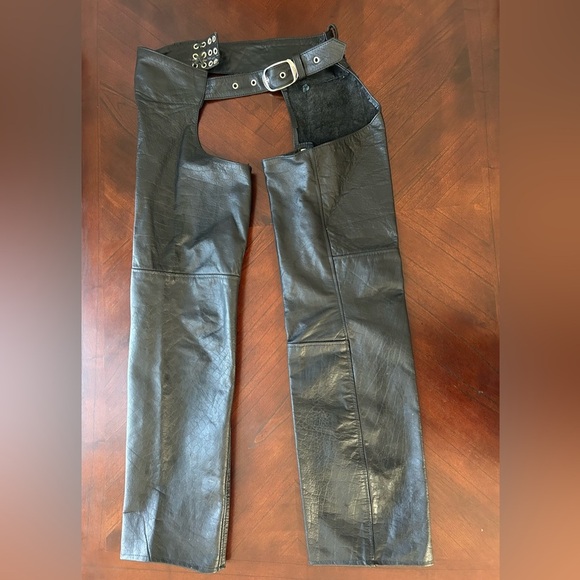 Hudson Leather Black Chaps motorcycle men’s - Picture 1 of 6